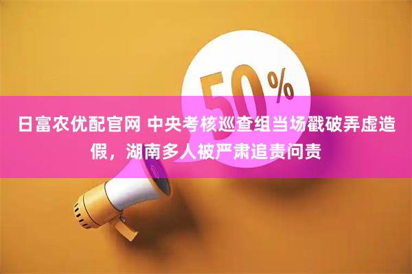 日富农优配官网 中央考核巡查组当场戳破弄虚造假，湖南多人被严肃追责问责